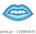 A drawing of lips made of colored circles and dots. Drawing in mandala style. 130860835
