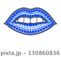 A drawing of lips made of colored circles and dots. Drawing in mandala style. 130860836