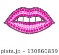 A drawing of lips made of colored circles and dots. Drawing in mandala style. 130860839