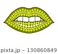 A drawing of lips made of colored circles and dots. Drawing in mandala style. 130860849