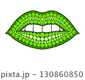 A drawing of lips made of colored circles and dots. Drawing in mandala style. 130860850