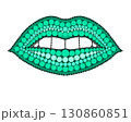 A drawing of lips made of colored circles and dots. Drawing in mandala style. 130860851