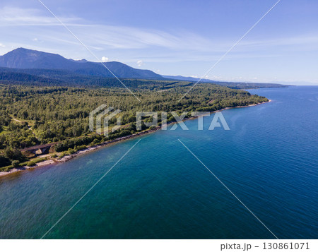 Stunning coastal view of Baikal showcasing nature and tranquility Stunning coastal view of Baikal showcasing nature and tranquility 130861071
