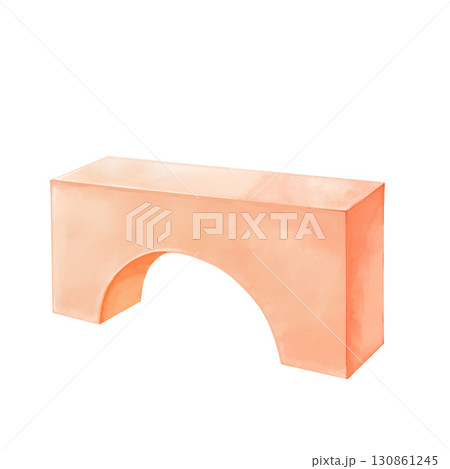 Geometric wood or plastic arch shape for children.Construction set kid’s toys.Watercolor illustration on a white background. For the design of children's cards, educational games, stickers, web pages 130861245