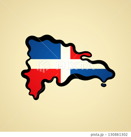 Dominican Republic - Map colored with flag 130861302