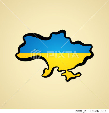 Ukraine - Map colored with flag 130861303