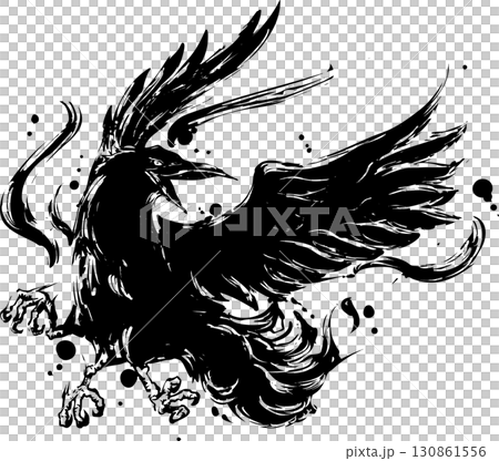 八咫烏の墨絵イラスト 八咫烏の墨絵イラスト 130861556