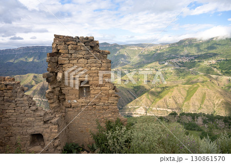 Landscape of the old ruins of an ancient city in an abandoned mountain village 130861570