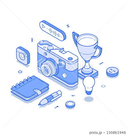 Multimedia content creation author idea brainstorming concept isometric vector illustration Multimedia content creation author idea brainstorming concept isometric vector illustration 130861948