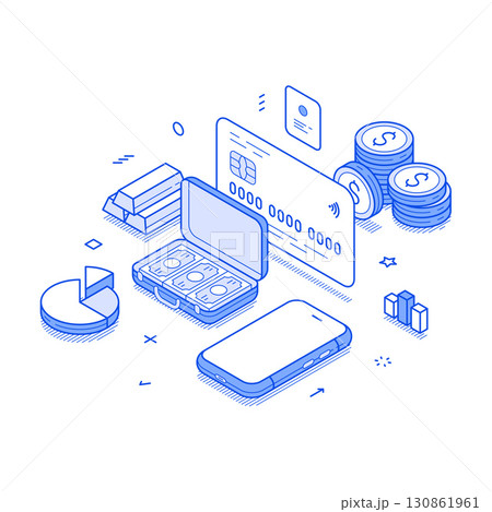 Online money deposit financial banking smartphone application isometric vector illustration 130861961