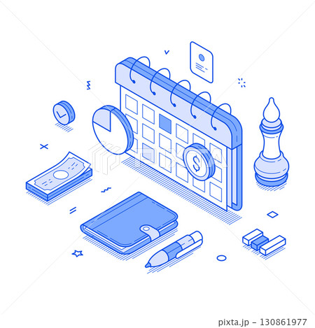 Time management business planning efficiency productivity isometric vector illustration 130861977