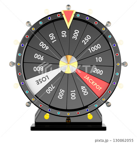 Fortune wheel game with jackpot and lose sectors. 3D rendering Fortune wheel game with jackpot and lose sectors. 3D rendering 130862055
