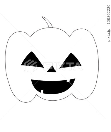 ハロウィン ジャックオーランタン(線画)/笑顔/背景透過PNG ハロウィン ジャックオーランタン(線画)/笑顔/背景透過PNG 130862220