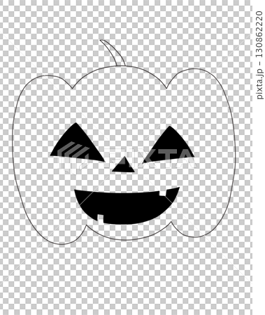 ハロウィン ジャックオーランタン(線画)/笑顔/背景透過PNG ハロウィン ジャックオーランタン(線画)/笑顔/背景透過PNG 130862220