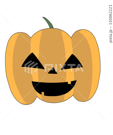 ハロウィン ジャックオーランタン（陰影あり）／笑顔／背景透過PNG 130862221