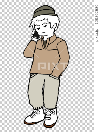 A man in outdoor mixed style making a phone call on his smartphone A man in outdoor mixed style making a phone call on his smartphone 130862680