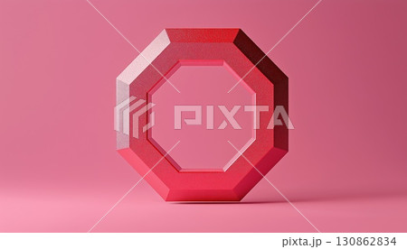 Red Octagon Warning Symbol On Pink 130862834