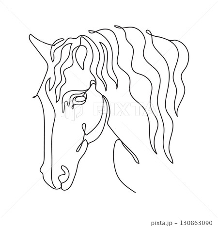 Head of horse in one continuous line drawing art vector illustration Head of horse in one continuous line drawing art vector illustration 130863090