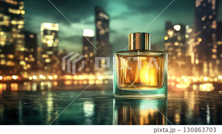 paris perfume bottle surface gold cap glass body paris perfume bottle surface gold cap glass body 130863703