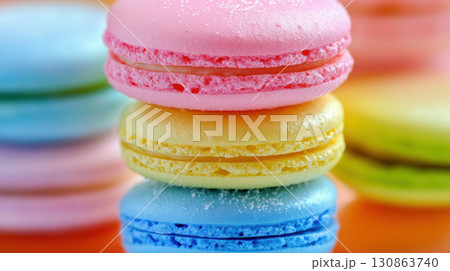 paris macarons depth field blurs background colors closeup 130863740