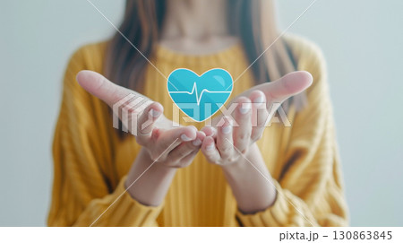 heart organ life medical EKG hand pulse care 130863845