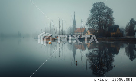 boat sailboat pier town vintage church bell tower medieval 130863891