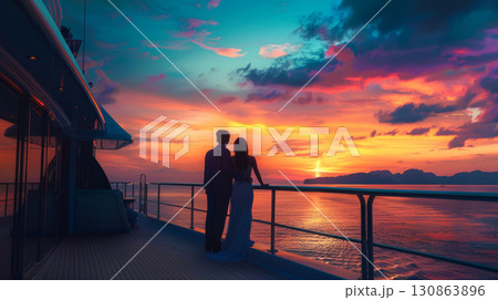 boat sea summer couple dusk evening night love boat sea summer couple dusk evening night love 130863896