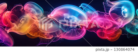 view background closeup jellyfish vibrant colorful dark general 130864074