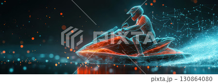 person jet ski style blend realism abstraction interplay 130864080