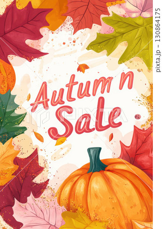 sale poster pumpkinspumpkin illustration autumn leaves colorful general sale poster pumpkinspumpkin illustration autumn leaves colorful general 130864175
