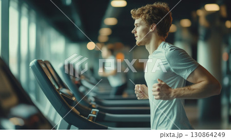 man hair light expression curly beard gym tshirt 130864249