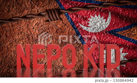 The Nepo Kid and Nepal flag for Crisis concept 3d Rendering. The Nepo Kid and Nepal flag for Crisis concept 3d Rendering. 130864942