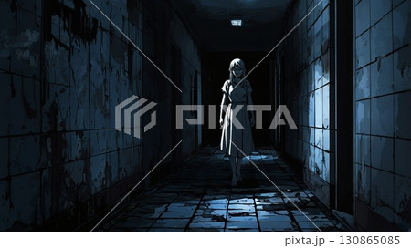 背後に現れた黒い影 - 凍りついた一瞬を描いた恐怖の記憶 130865085