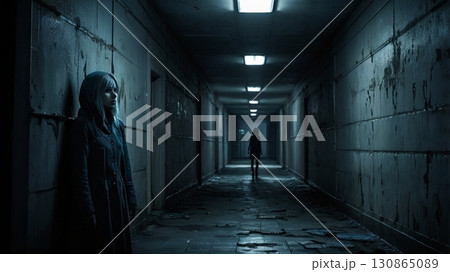 背後に現れた黒い影 - 凍りついた一瞬を描いた恐怖の記憶 130865089