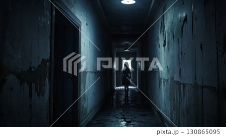 背後に現れた黒い影 - 凍りついた一瞬を描いた恐怖の記憶 130865095