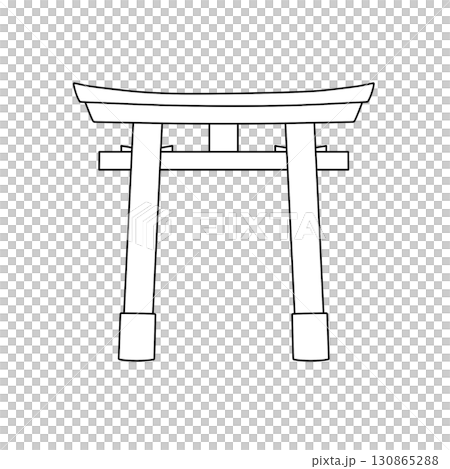 日本の鳥居を線画で描いた手描き風イラスト 日本の鳥居を線画で描いた手描き風イラスト 130865288