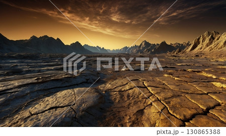 幻想と神秘が広がる空気なき金星の大地を描いた壮大なデジタルアート 130865388