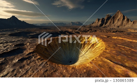 幻想と神秘が広がる空気なき金星の大地を描いた壮大なデジタルアート 130865389