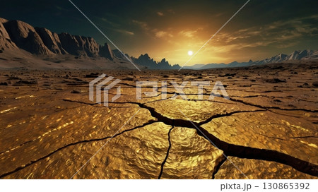 幻想と神秘が広がる空気なき金星の大地を描いた壮大なデジタルアート 130865392