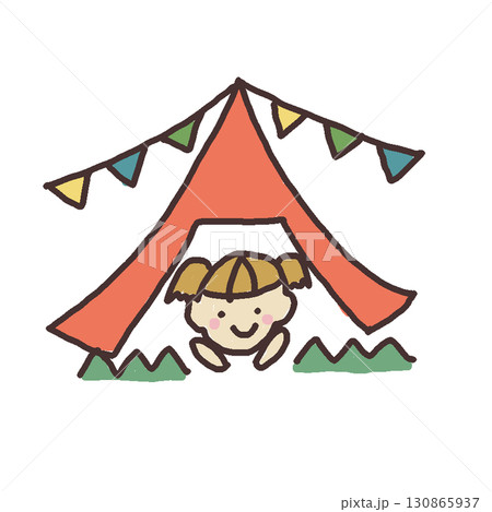 テントの中で遊ぶ子供 130865937