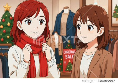 クリスマスセールでショッピングする女性二人 130865997