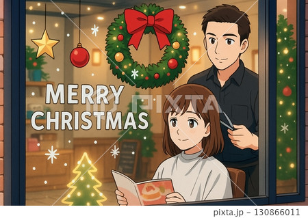 美容院でのクリスマス飾り付け 130866011
