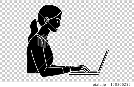 操作計算機的女人的插圖圖標 130866253