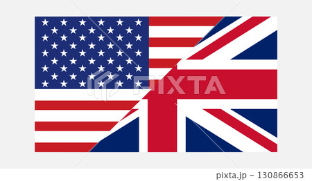 United States and United Kingdom Flags Combined. British and USA Flags. 130866653