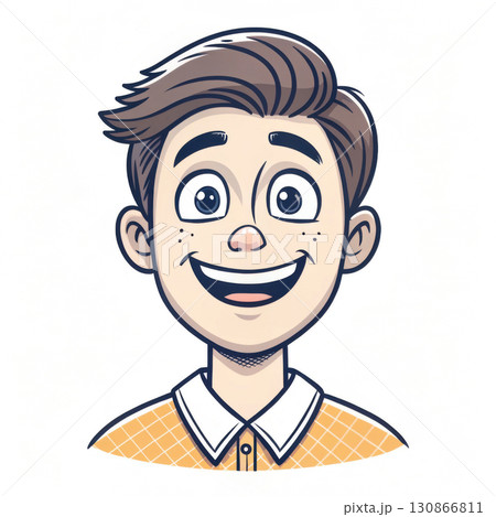 Young man's face with expression of happiness 130866811