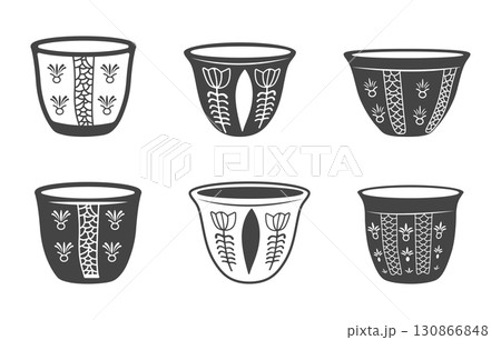 Arabic Coffee cups svg, Arabic Coffee cups silhouette, Traditional coffee cup svg, Arabic coffee cup vector, Traditional Lebanese coffee caps vector. 130866848