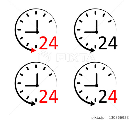 Twenty four time icon. 24hrs support service symbol. Same day delivery sign. 130866928