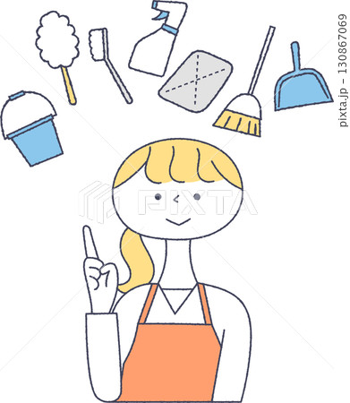 掃除について説明している女性 130867069