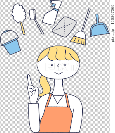 掃除について説明している女性 130867069