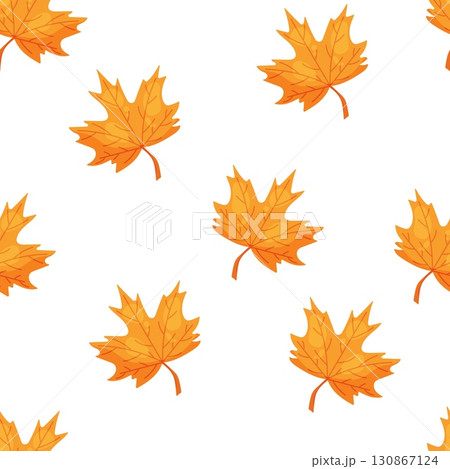 Seamless pattern with orange maple leaves Seamless pattern with orange maple leaves 130867124